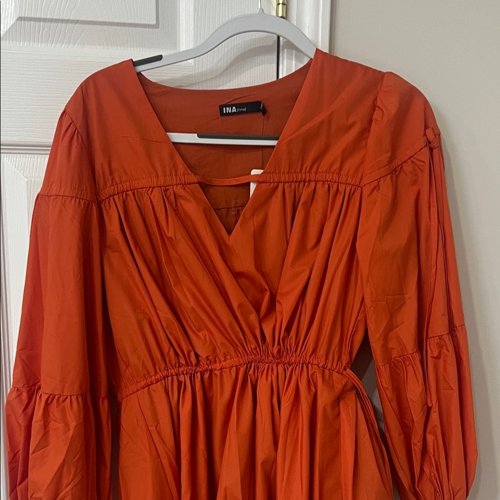Ina Vibrant Orange Long Sleeve Dress - Picture 2 of 3